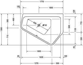 Duravit Badewanne PAIOVA Ecke rechts, 1770x1300mm weiß