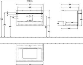 V&B Waschtischunterschrank VENTICELLO 757x436x502mm Griff white Glossy Grey