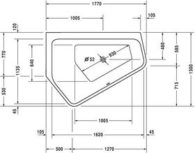 Duravit Whirlwanne Paiova 5 E li 205 l 1770x1300mm weiß Jet-System