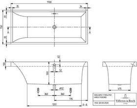 V&B Whirlpoolsystem SQUARO m BW R-eck 170x75 Tech. Pos 2 we