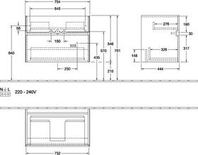 V&B Waschtischunterschrank COLLARO 754x546x444mm m LED-B. Soft Grey