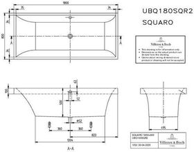 V&B Whirlpoolsystem SQUARO m BW R-eck 180x80 Tech. Pos 1 we