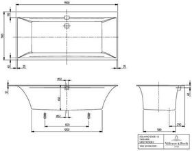 V&B Whirlpoolsystem SQUARO EDGE 12 m BW R-eck 1900x900 Tech. Pos 1 we