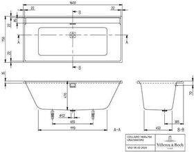 V&B Badewanne COLLARO DUO rechteckig 1600x750mm stone white