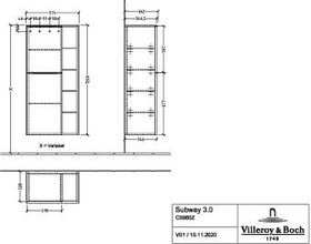 V&B Mittelschrank SUBWAY 3.0 574x1200x362mm 1x of f A li G. Vo b Br w