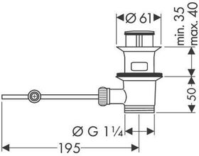 HG Ablaufventil f WT- und Bidetmischer DN 32 edelmessing