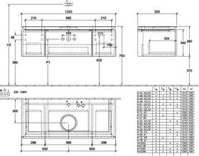 V&B Waschtischunterschrank LEGATO 1200x380x500mm m Be Glossy White