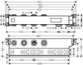 Grundkörper AXOR für Thermostatmodul Select 2 Verbraucher