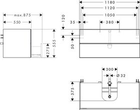 HG Waschtischunterschrank Xevolos E 1180x555x550mm Ko Sandb. ma Fr bro Struk