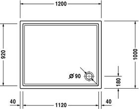 Duravit Rechteck-Duschwanne STARCK SLIML mit Antislip 1200x1000x55mm weiß