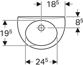 Geberit Handwaschbecken FIDELIO 370x250mm m ÜL ohne Hahnloch weiß KT