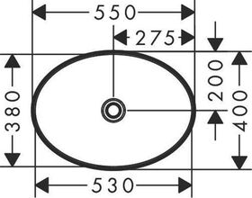 HG Aufsatzwaschtisch Xuniva D o Hahnloch ohne Überlauf 550x400mm weiß