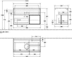 V&B Waschtischunterschrank FINION 1000x603x501mm Regal glos. wh glos. wh