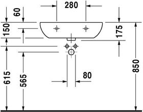 Duravit Waschtisch D-CODE MED o ÜL m HLB 600x460mm 1 Hahnloch weiß