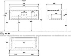 V&B Waschtischunterschrank LEGATO 1000x380x500mm Glossy White