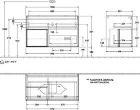 V&B Waschtischunterschrank FINION 1000x603x501mm Regalele. wh ma bl Matt