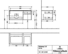 V&B Waschtischunterschrank SUBWAY 3.0 1001x422,5x516mm f SWT li G. Al g Br w