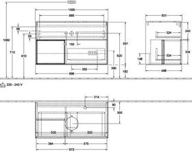 V&B Waschtischunterschrank FINION 1000x603x501mm Regal glos. wh glos. wh