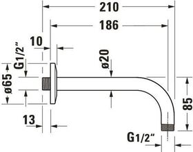 Duravit Brausearm rd Ros 210mm Anschlussgröße DN 15 chrom