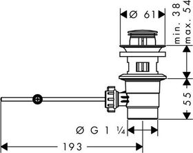 HG Ablaufventil Kunststoff mit mattschwarzer Blende