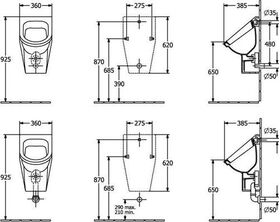 V&B Urinal ARCHITECTURA Zul verd. mit keramischem Sieb we C+