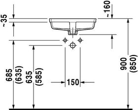 Duravit Einbauwaschtisch VERO m ÜL o HLB 430x315mm o Hahnloch weiß WG