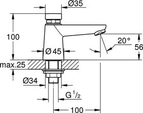 Grohe Selbstschl-Standventil EUROECO CT 1/2Zoll chr