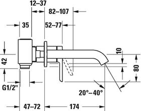 Duravit Einhebel-Waschtischmischer C.1 Unterputz, Ausladung 174mm chrom