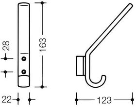 Hewi Garderobenhaken SERIE 477 163mm, mit Distanzstück signalweiß