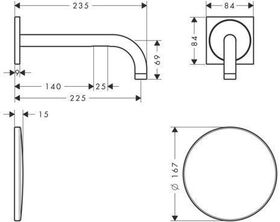 Elektronik-Waschtischmischer AXOR UNO2 UPWdmt Netz 230 V m Ala 225mm ma-sw