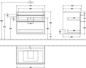 V&B Waschtischunterschrank VENTICELLO 757x606x502mm Griff chr Glossy Grey