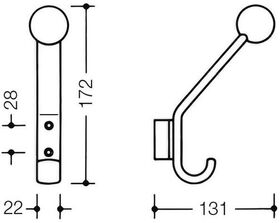 Hewi Garderobenhaken SERIE 477 172mm h m Kg und Distanzstück senfgelb