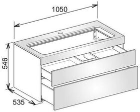 Keuco Waschtischunterbau EDITION 400 1050x546x535mm m HL-Boh we Glas we ma