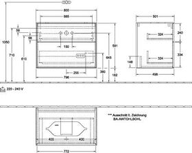 V&B Waschtischunterschrank FINION 800x603x501mm Abdpl Glas bl Matt Peony