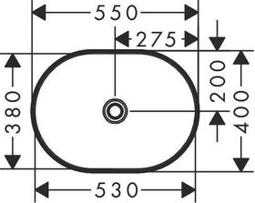 HG Aufsatzwaschtisch Xuniva U o Hahnloch ohne Überlauf 550x400mm weiß