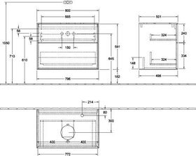 V&B Waschtischunterschrank FINION 800x603x501mm AP Gl wh ma glos. wh lacq.