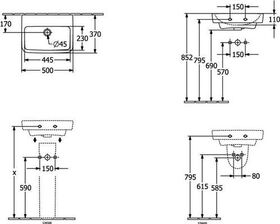 V&B Handwaschbecken O.NOVO 500x370mm o HL ohne ÜL we C+