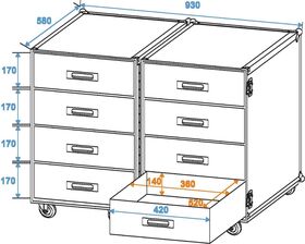 ROADINGER Universal-Roadie-Case Double Drawer DD-2