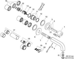 Einhebel-Waschtischmischer AXOR CITTERIO DN 15 UP m Ros. m Ala 225mm bru bl chr