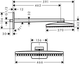 Kopfbr AXOR SHOWERSOLUTIONS 460/300 1jet brushed bronze