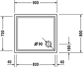 Duravit Rechteck-Duschwanne STARCK SLIML 900x800x45mm weiß