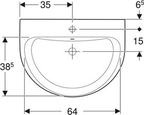 Geberit Waschtisch RENOVA mit Hahnloch mit Überlauf 700x520mm weiß