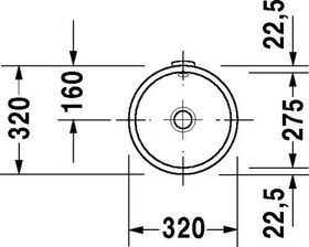 Duravit Einbauwaschtisch ARCHITEC m ÜL o HLB d= 275mm ohne Hahnloch weiß