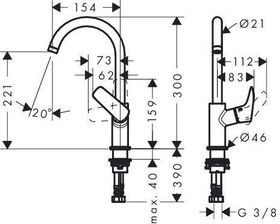 HG Einhebel-Waschtischmischer 210 LOGIS DN 15 m Schw-ausl o Ablaufgarnitur chrom