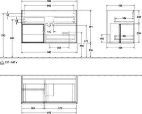 V&B Waschtischunterschrank FINION 996x591x498mm Regalele. Peony Peony