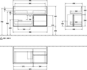 V&B Waschtischunterschrank FINION 996x591x498mm Regalele. glos. wh bl Matt