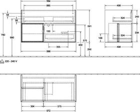 V&B Waschtischunterschrank FINION 996x591x498mm Regal glos. wh anthr. ma