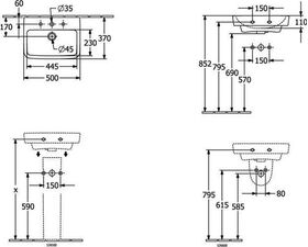 V&B Handwaschbecken O.NOVO 500x370mm ohne ÜL we C+