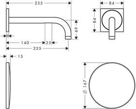 Elektronik-Waschtischmischer AXOR UNO2 UPWdmt Netz 230 V m Al 225mm Stain st op