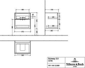 V&B Waschtischunterschrank SUBWAY 3.0 572x576x478mm f SWT Gri Vo bl Br w